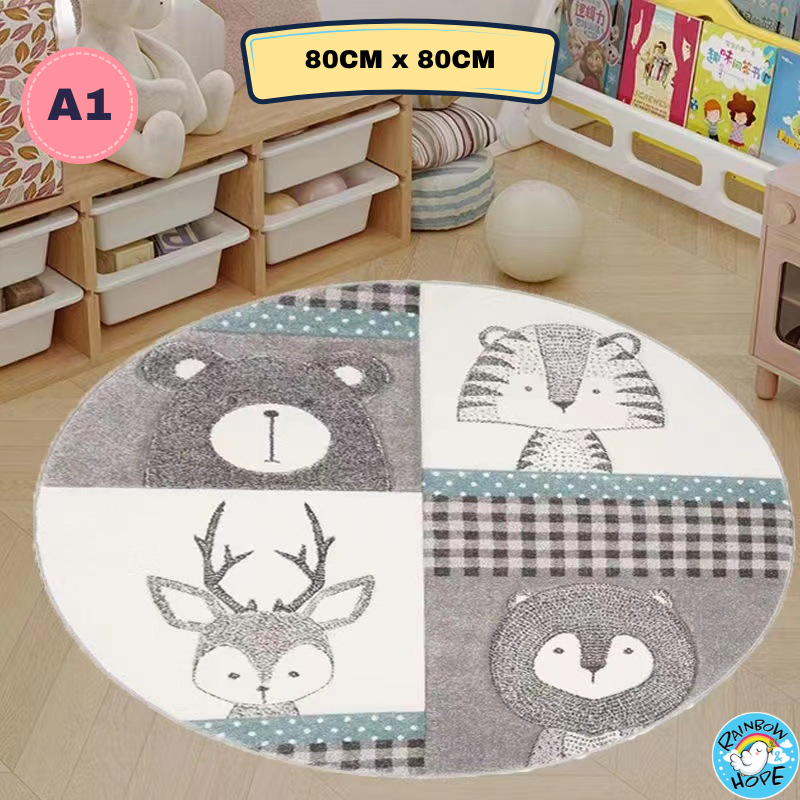 80CM Round Floor Rugs Cute Cartoon Floor Mats 圆形地毯