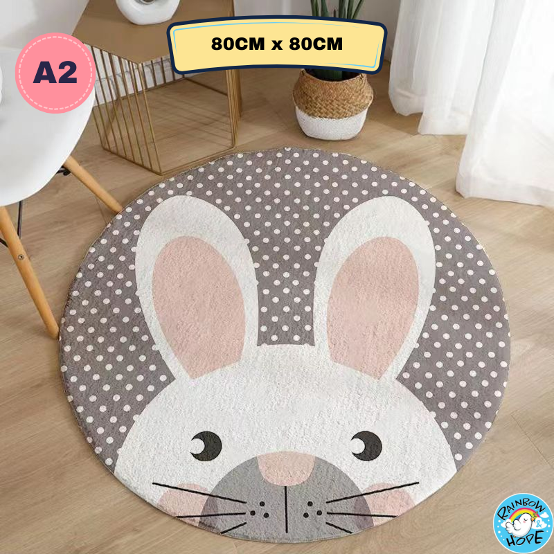80CM Round Floor Rugs Cute Cartoon Floor Mats 圆形地毯
