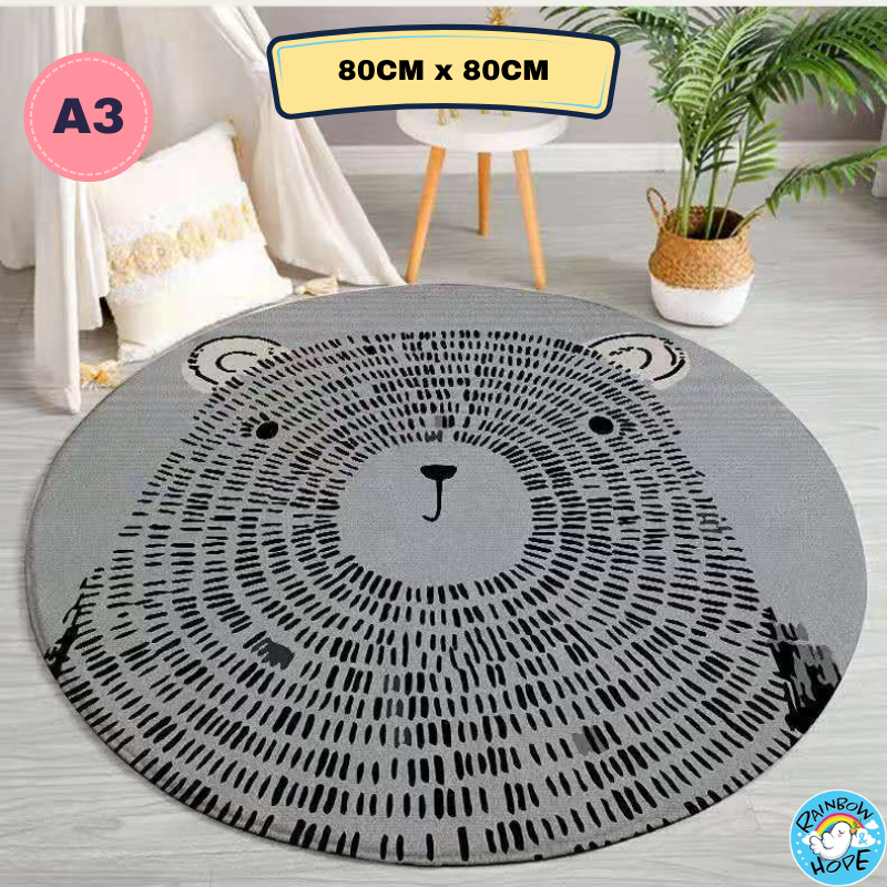 80CM Round Floor Rugs Cute Cartoon Floor Mats 圆形地毯