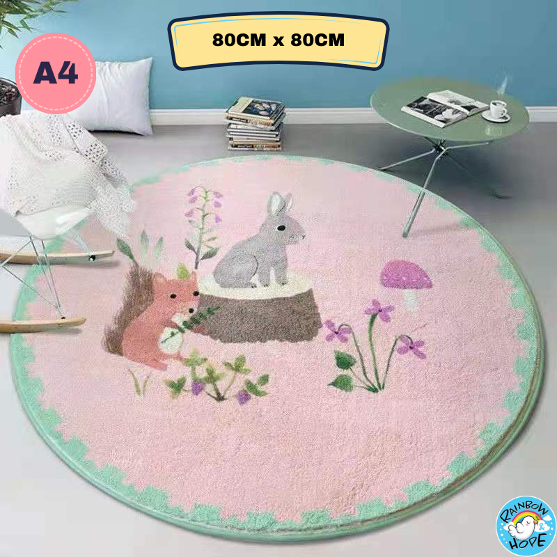 80CM Round Floor Rugs Cute Cartoon Floor Mats 圆形地毯
