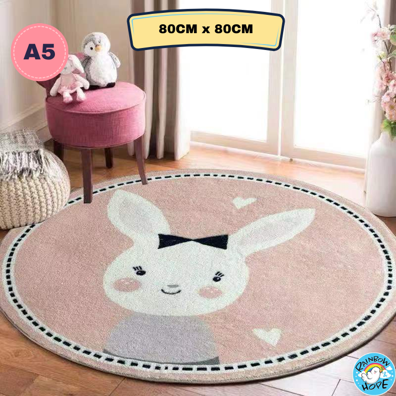 80CM Round Floor Rugs Cute Cartoon Floor Mats 圆形地毯