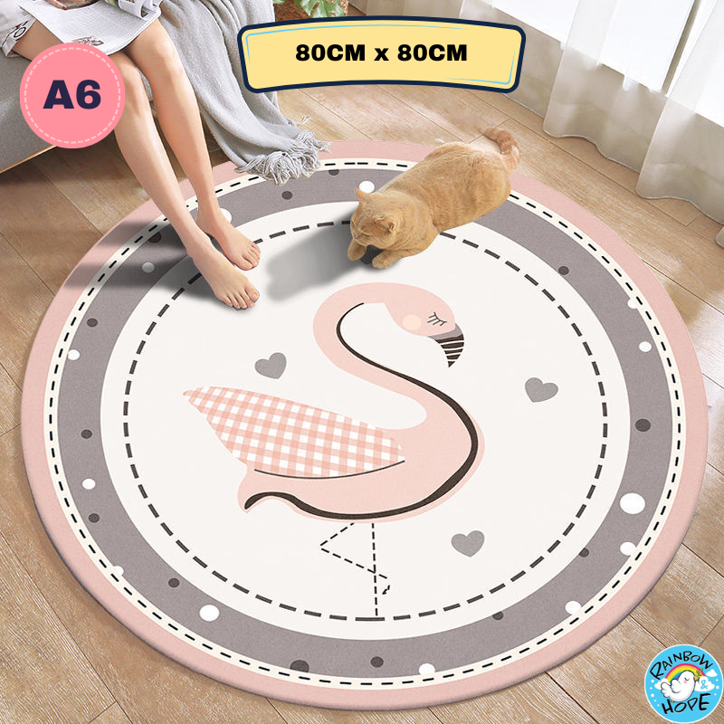 80CM Round Floor Rugs Cute Cartoon Floor Mats 圆形地毯