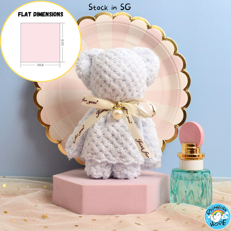 Bear Towel Coral Fleece Hand Towel Pure Color Cute Towel Wedding Gift