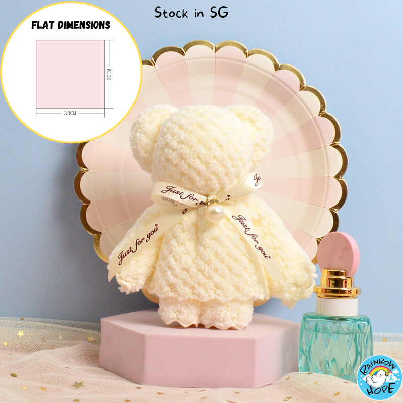 Bear Towel Coral Fleece Hand Towel Pure Color Cute Towel Wedding Gift