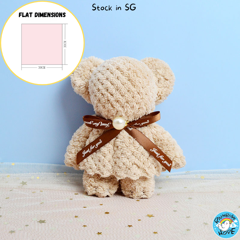 Bear Towel Coral Fleece Hand Towel Pure Color Cute Towel Wedding Gift
