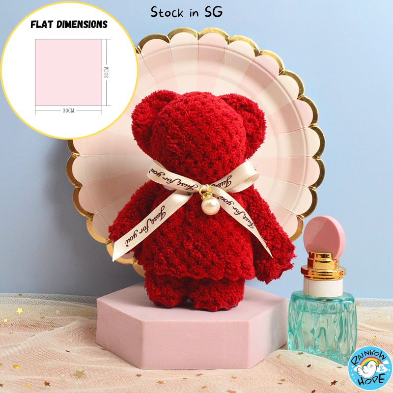 Bear Towel Coral Fleece Hand Towel Pure Color Cute Towel Wedding Gift