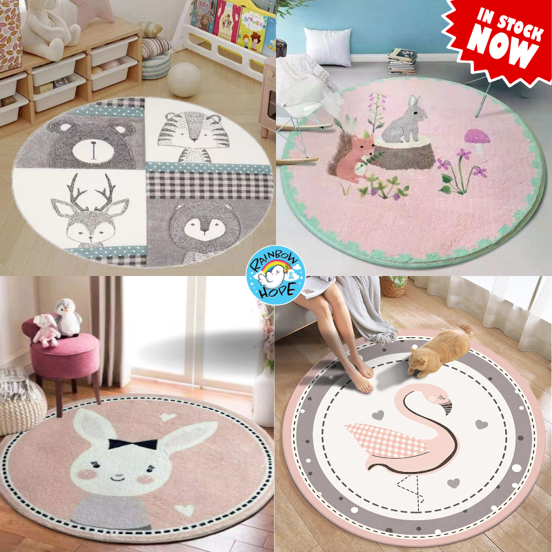 80CM Round Floor Rugs Cute Cartoon Floor Mats 圆形地毯