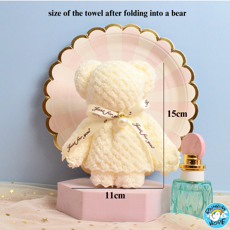 Bear Towel Coral Fleece Hand Towel Pure Color Cute Towel Wedding Gift