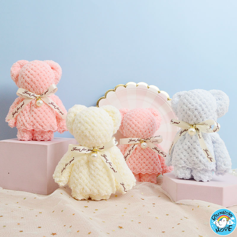 Bear Towel Coral Fleece Hand Towel Pure Color Cute Towel Wedding Gift