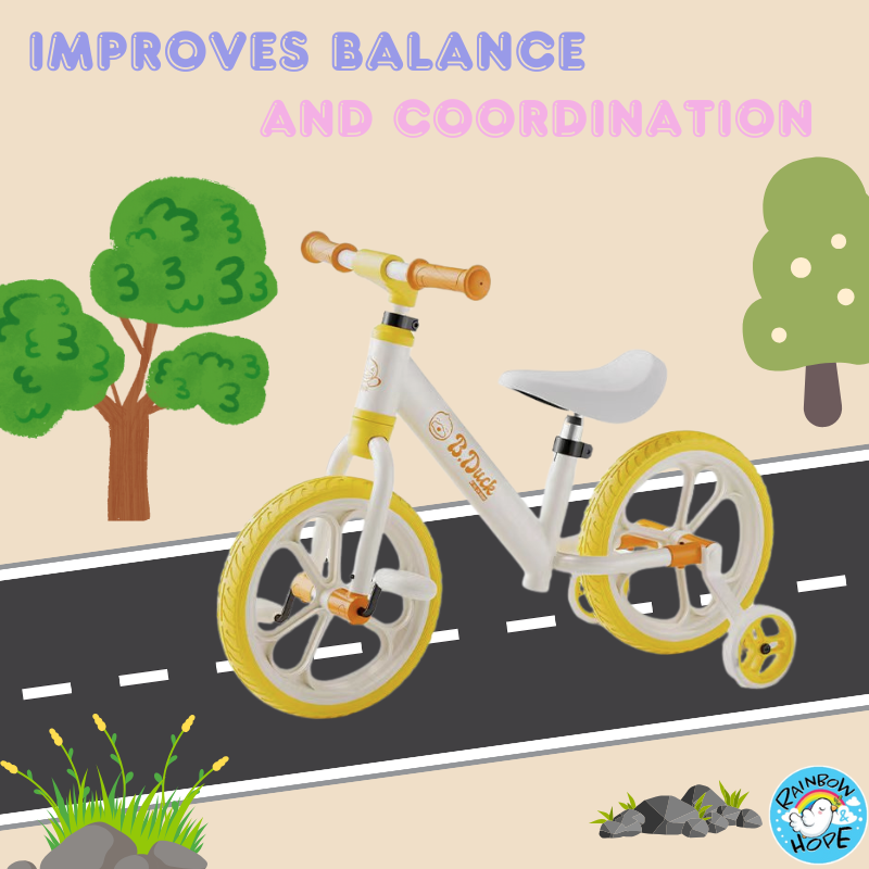 Luddy Little Yellow Duck 12 Inch Kids Bicycle with Training Wheels Removable 儿童自行车