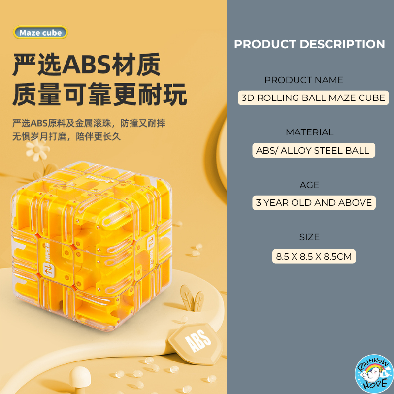 3D Ball Maze Rotating Puzzle Cube Kids Maze Cube Puzzle Ball滚珠迷宫魔方