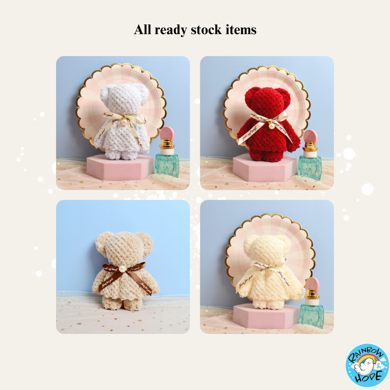 Bear Towel Coral Fleece Hand Towel Pure Color Cute Towel Wedding Gift