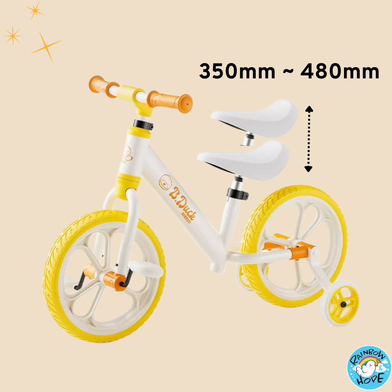 Luddy Little Yellow Duck 12 Inch Kids Bicycle with Training Wheels Removable 儿童自行车