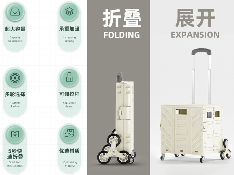 Shopping Trolley 360 Rotatable wheels with Cover 折叠购物手推车
