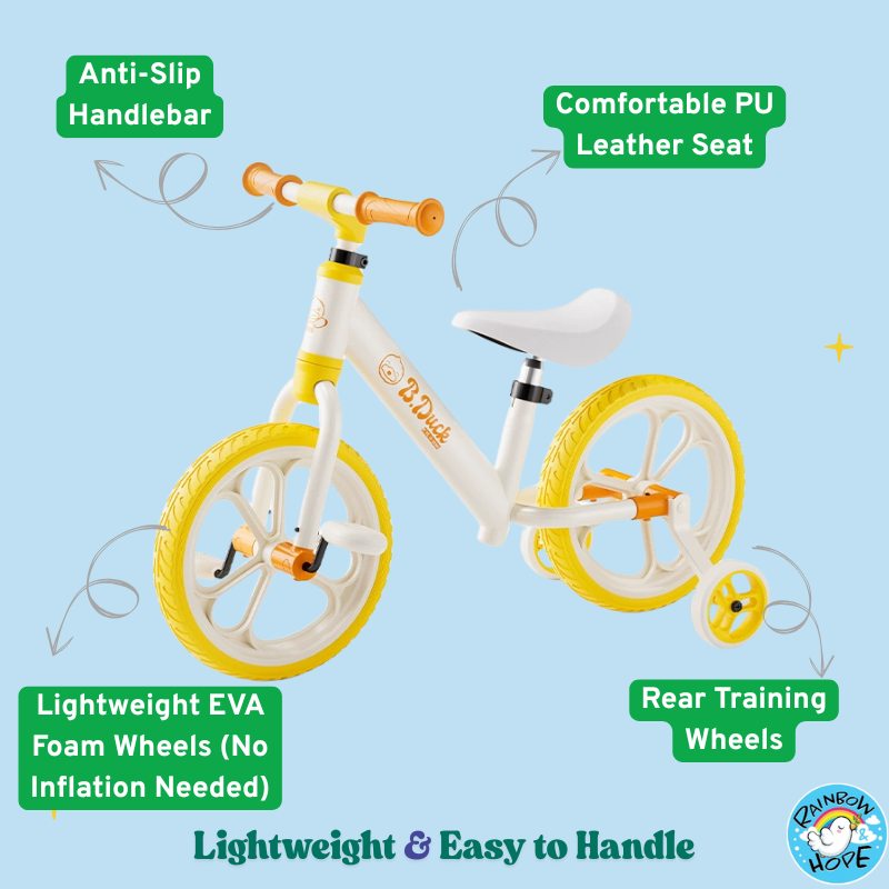 Luddy Little Yellow Duck 12 Inch Kids Bicycle with Training Wheels Removable 儿童自行车