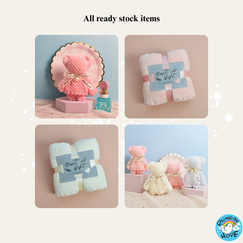 Bear Towel Coral Fleece Hand Towel Pure Color Cute Towel Wedding Gift
