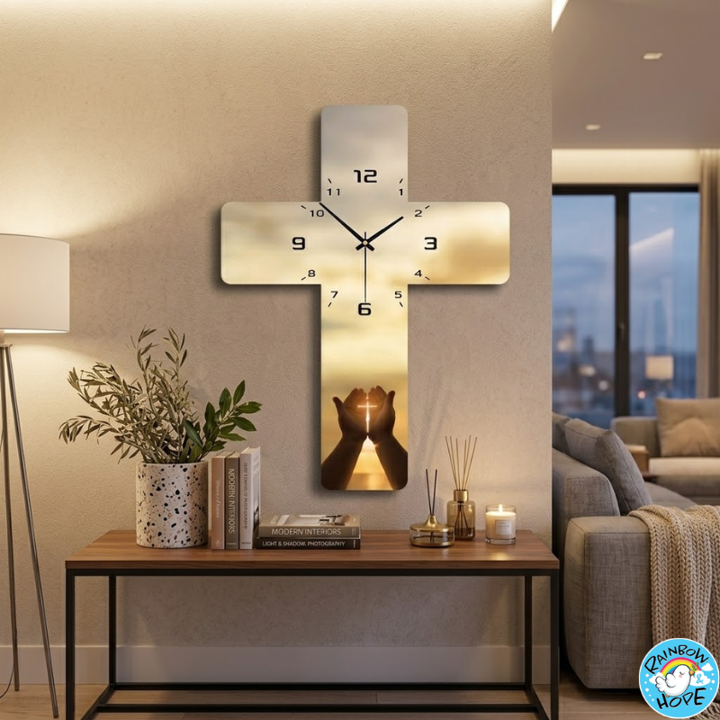 Christian Cross Shapped Wall Clock 十字架挂钟