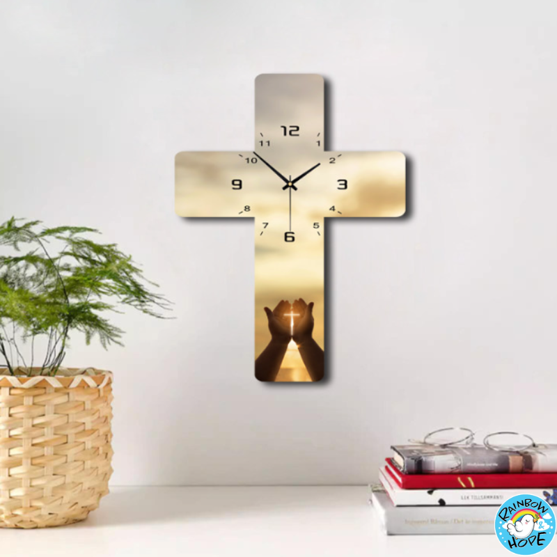 Christian Cross Shapped Wall Clock 十字架挂钟