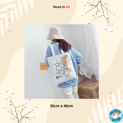 Canvas Shopping Bags/ Foldable Reusable Fabric Tote Bag 帆布包/ 单肩包/ 环保购物袋