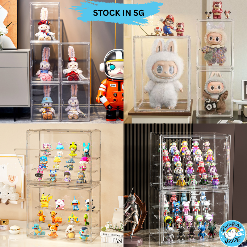 Display Box for Popmart Blind Box Removable Shelves Stackable with Magnetic Door 盲盒展示收纳盒可磁吸