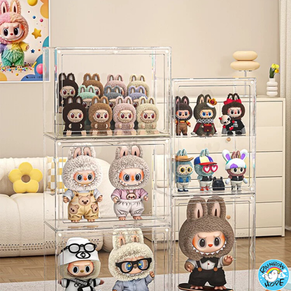 Display Box for Popmart Blind Box Removable Shelves Stackable with Magnetic Door 盲盒展示收纳盒可磁吸