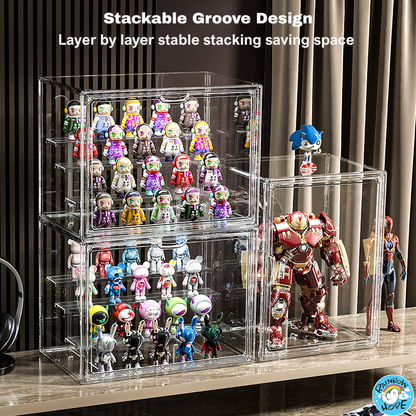 Display Box for Popmart Blind Box Removable Shelves Stackable with Magnetic Door 盲盒展示收纳盒可磁吸