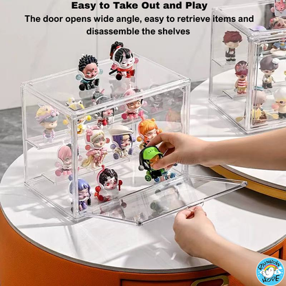 Display Box for Popmart Blind Box Removable Shelves Stackable with Magnetic Door 盲盒展示收纳盒可磁吸