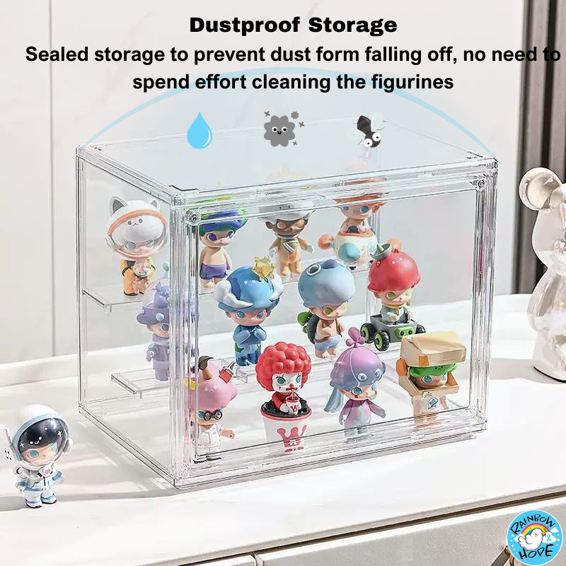 Display Box for Popmart Blind Box Removable Shelves Stackable with Magnetic Door 盲盒展示收纳盒可磁吸