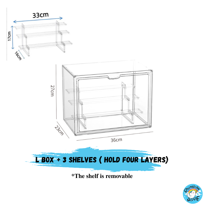 Display Box for Popmart Blind Box Removable Shelves Stackable with Magnetic Door 盲盒展示收纳盒可磁吸