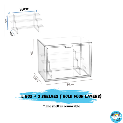 Display Box for Popmart Blind Box Removable Shelves Stackable with Magnetic Door 盲盒展示收纳盒可磁吸