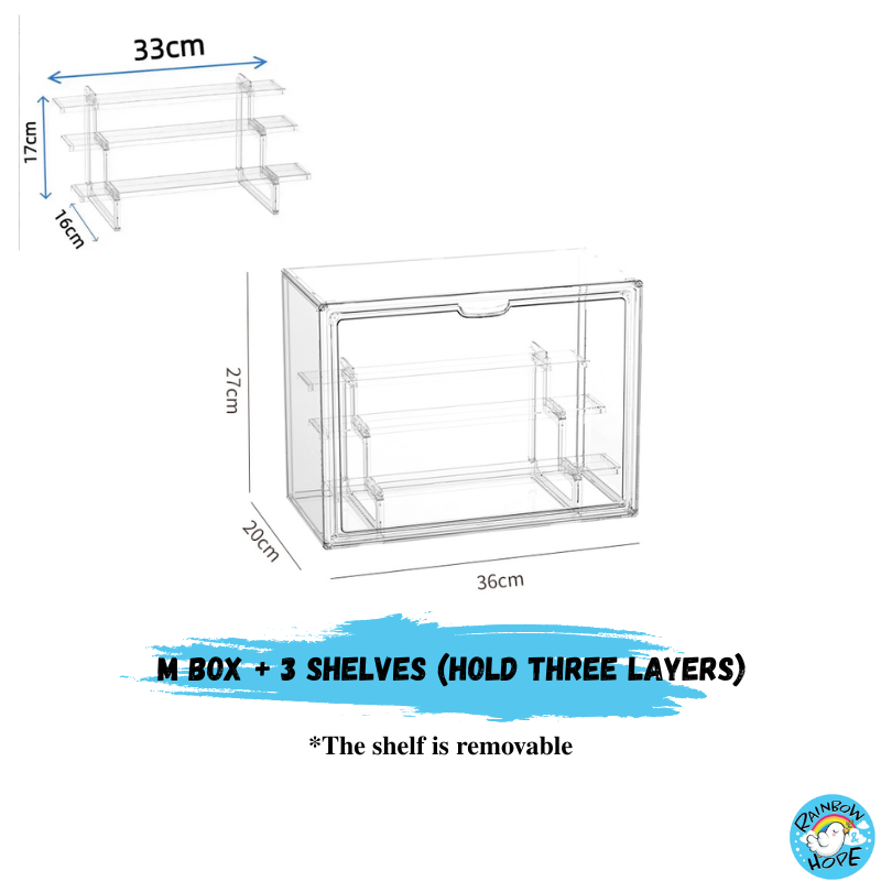 Display Box for Popmart Blind Box Removable Shelves Stackable with Magnetic Door 盲盒展示收纳盒可磁吸