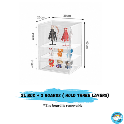 Display Box for Popmart Blind Box Removable Shelves Stackable with Magnetic Door 盲盒展示收纳盒可磁吸