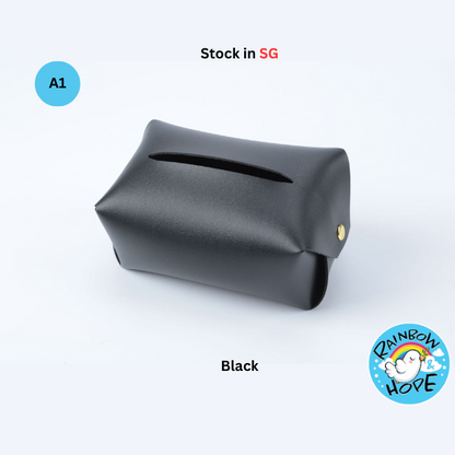 PU Leather Home Office Car Tissue Pouch Tissue Box Holder 皮革纸巾盒