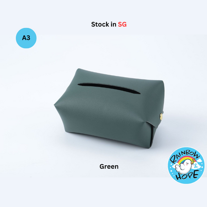 PU Leather Home Office Car Tissue Pouch Tissue Box Holder 皮革纸巾盒