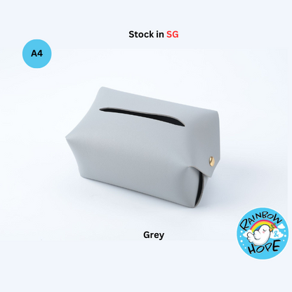 PU Leather Home Office Car Tissue Pouch Tissue Box Holder 皮革纸巾盒