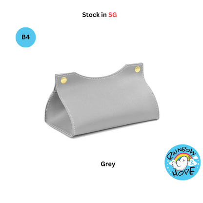 PU Leather Home Office Car Tissue Pouch Tissue Box Holder 皮革纸巾盒