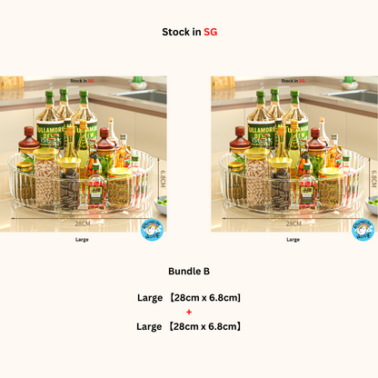 Kitchen Organizer Condiment Rotating Tray/ 360° Seasoning Sauce Makeup Organizer 360度可旋转托盘