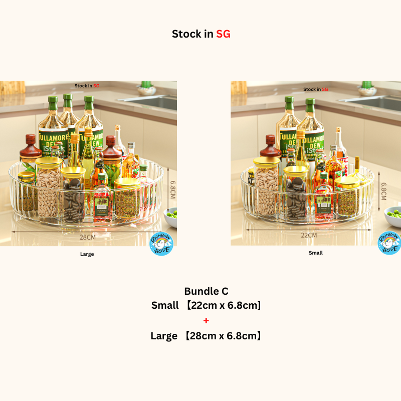 Kitchen Organizer Condiment Rotating Tray/ 360° Seasoning Sauce Makeup Organizer 360度可旋转托盘