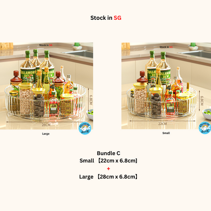 Kitchen Organizer Condiment Rotating Tray/ 360° Seasoning Sauce Makeup Organizer 360度可旋转托盘
