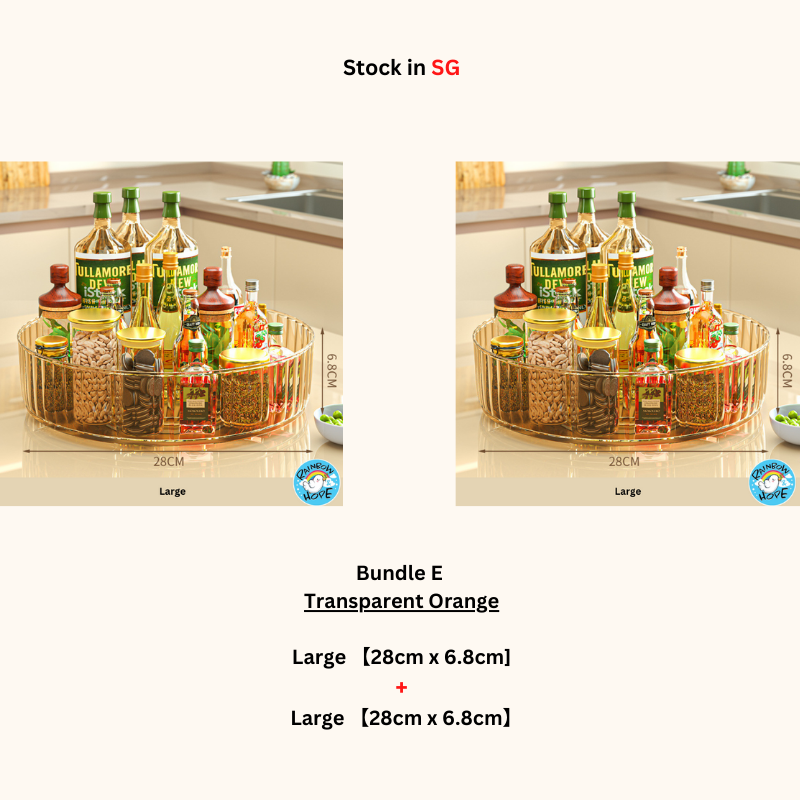 Kitchen Organizer Condiment Rotating Tray/ 360° Seasoning Sauce Makeup Organizer 360度可旋转托盘