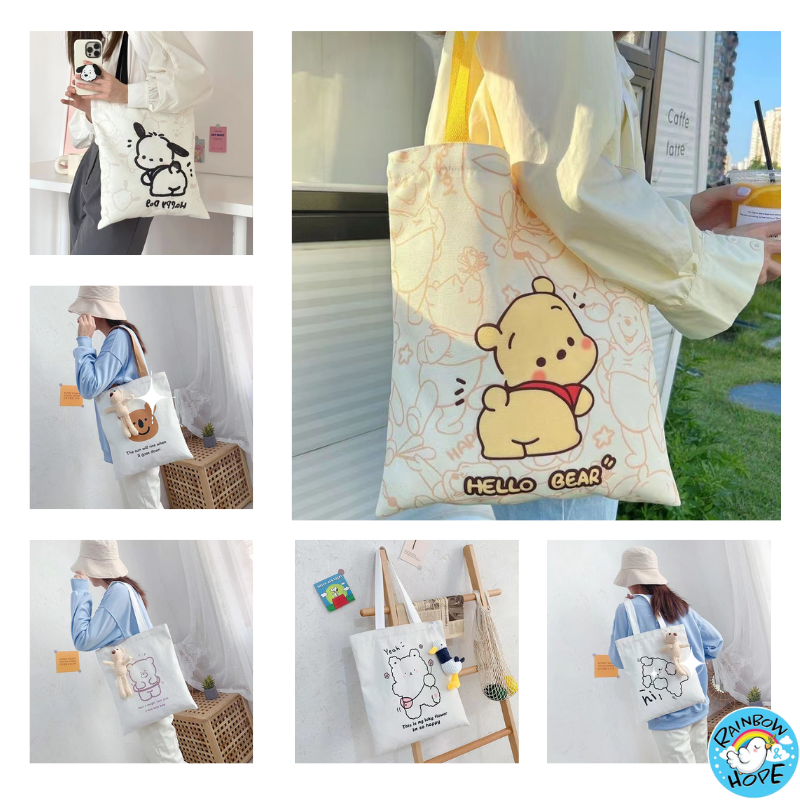 Canvas Shopping Bags/ Foldable Reusable Fabric Tote Bag 帆布包/ 单肩包/ 环保购物袋
