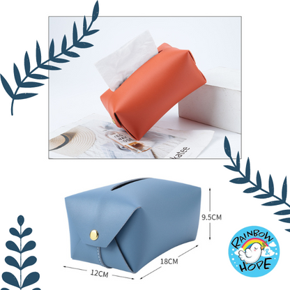 PU Leather Home Office Car Tissue Pouch Tissue Box Holder 皮革纸巾盒