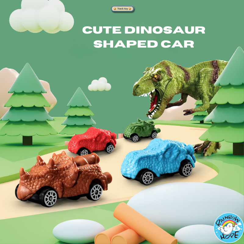 Dinosaur Winding Road Track Car Scene with Volcano Eruption Adventure Tunnel Electric Track