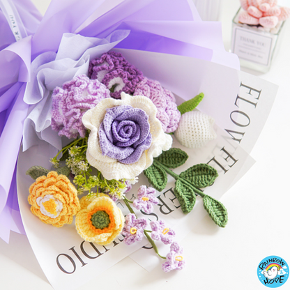 Knitted Crochet Bouquet Flower for Housewarming Graduation Valentine's Birthday Gift 针织仿真花束