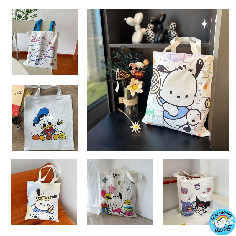 Canvas Shopping Bags/ Foldable Reusable Fabric Tote Bag 帆布包/ 单肩包/ 环保购物袋