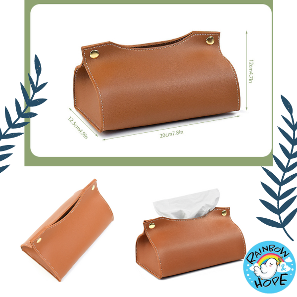 PU Leather Home Office Car Tissue Pouch Tissue Box Holder 皮革纸巾盒