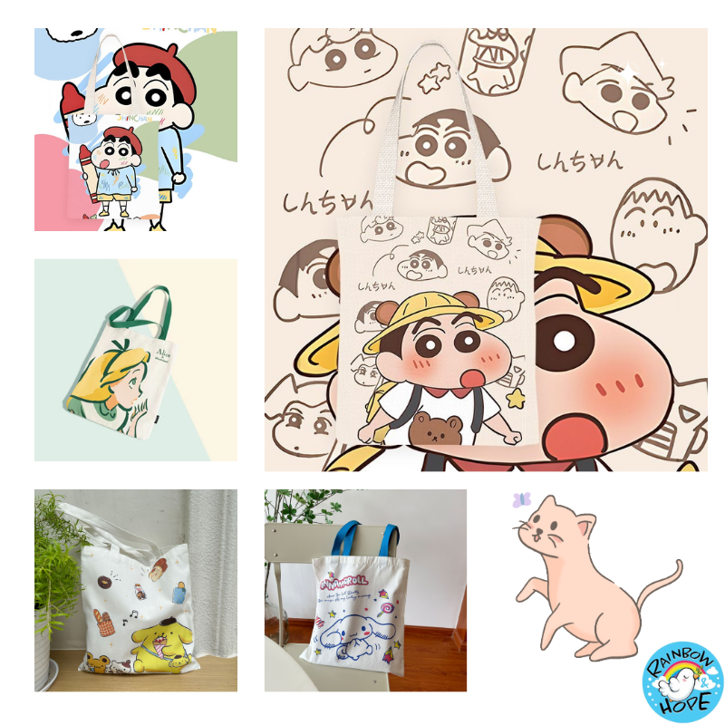 Canvas Shopping Bags/ Foldable Reusable Fabric Tote Bag 帆布包/ 单肩包/ 环保购物袋