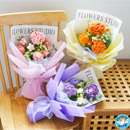 Knitted Crochet Bouquet Flower for Housewarming Graduation Valentine's Birthday Gift 针织仿真花束