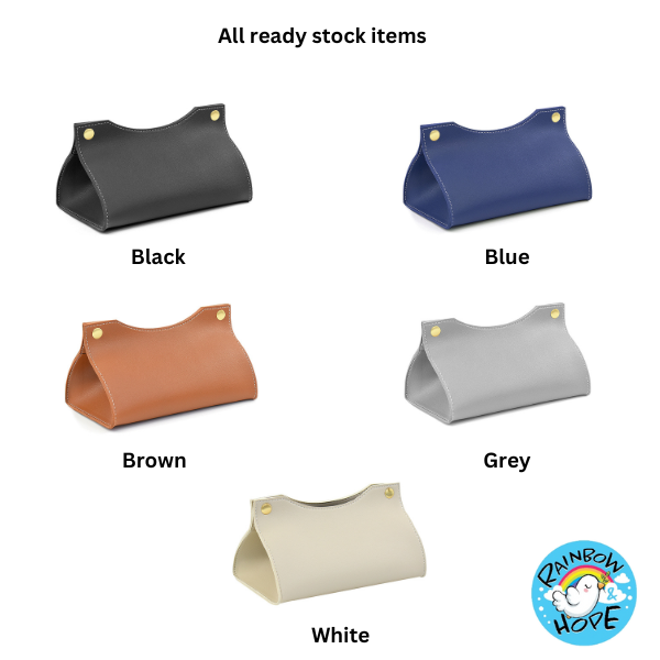 PU Leather Home Office Car Tissue Pouch Tissue Box Holder 皮革纸巾盒