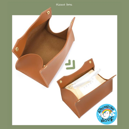 PU Leather Home Office Car Tissue Pouch Tissue Box Holder 皮革纸巾盒